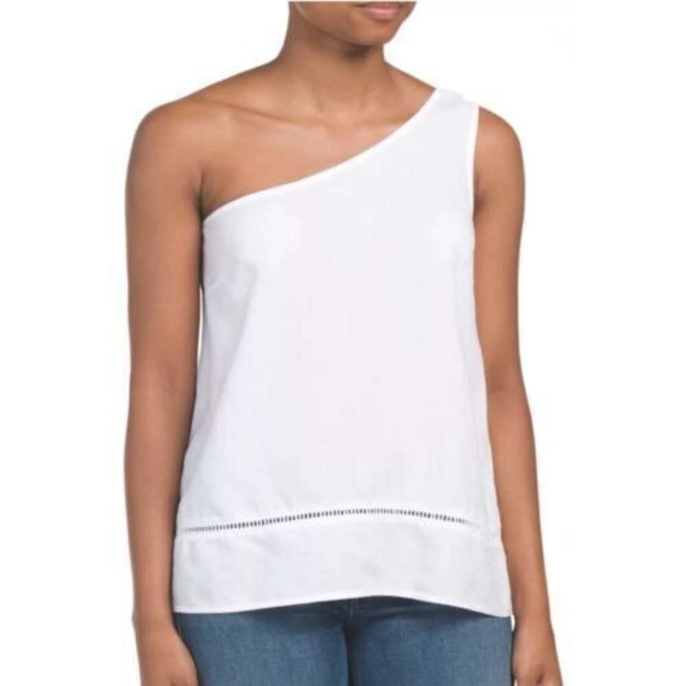 Cloth and Stone one shoulder‎ top tencel White Size Large L